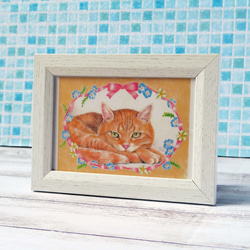 ポストカード３枚セット猫パステル画〈❁フローラルリボン❁〉 6枚目の画像
