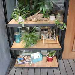 アイアン製の３段シェルフラック『wash up shelf-ruck』　玄関アプローチ　観葉植物　アパレル　リビング 9枚目の画像