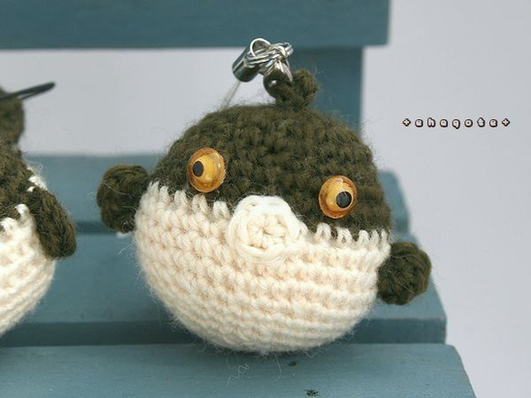 no.2197 Fugu Strap (フグのストラップ) あみぐるみ ehagote