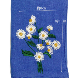 リネン手刺繍ハンカチ「小さな菊」30cm×30cm　様々な色 12枚目の画像