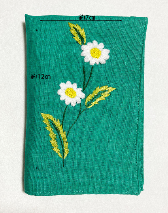 リネン手刺繍ハンカチ「小さな菊」30cm×30cm　様々な色 15枚目の画像