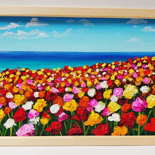 油絵 絵画 【春のお花畑】 絵画 HR 通販 13698314｜Creema