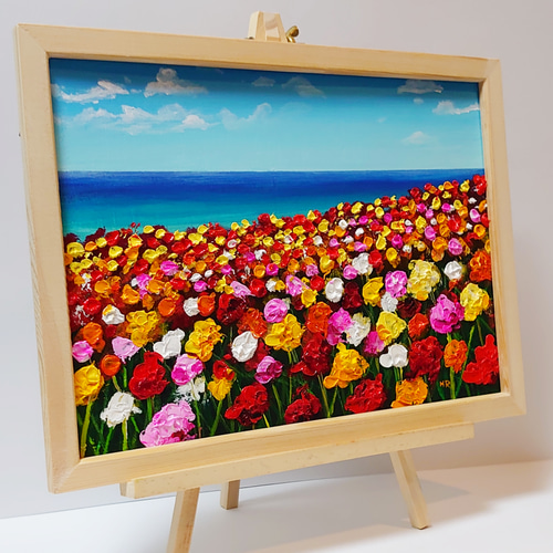 油絵 油彩 油彩画 絵 絵画【マーガレットのお花畑】 | HIROSHI1990