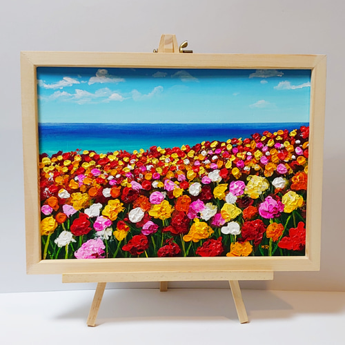油絵 絵画 海のお花畑【A4】 絵画 HR 通販 13967296|Creema 油絵 絵画 海のお花畑【A4】 絵画 HR 通販 13967296|Creema