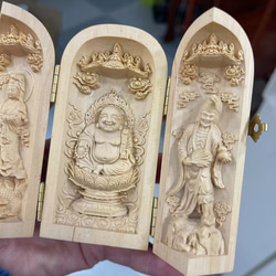 布袋様  三開仏  木彫仏像  仏教工芸品  置物 3枚目の画像