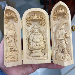 布袋様  三開仏  木彫仏像  仏教工芸品  置物 2枚目の画像