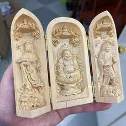 布袋様  三開仏  木彫仏像  仏教工芸品  置物 4枚目の画像