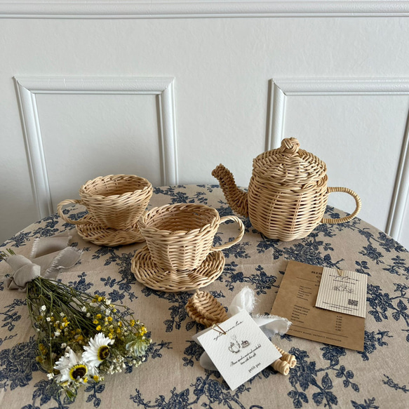 ラタンティーセット rattan tea set ラタンおままごとセット ラタンティーセット rattan tea set ラタンおままごとセット