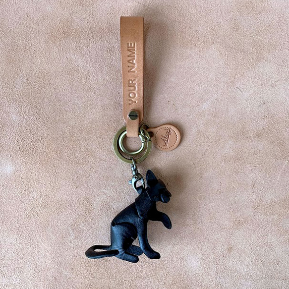 動物森林-貓咪-真皮植鞣 皮革鑰匙圈 吊飾 動物造型 第8張的照片
