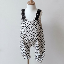 0943　DUALISM ダルメシアン柄オーバーオール サロペット ワイドパンツ ダルメシアン柄 オーバーオール つなぎ