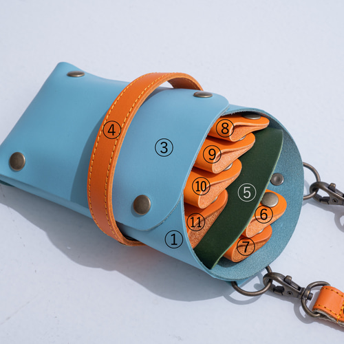 umasio様専用オーダーシザーケース 6丁 オレンジ グリーン カスタム