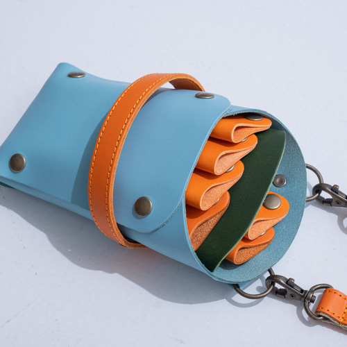 シザーケース 6丁差し 水色 オレンジ 美容師 トリマー その他ケース