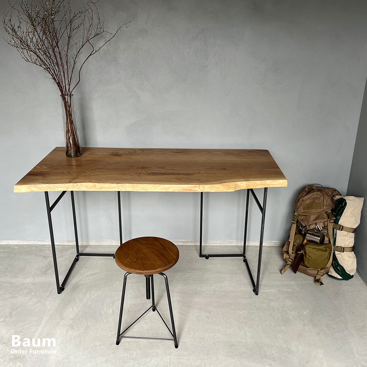 ＼送料無料／[Counter Desk(IR_LG_M)]カウンターデスク ワークデスク アイアン家具 無垢材‐10‐