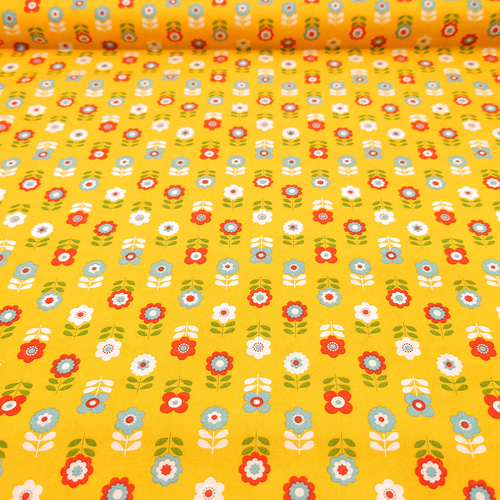 シーチング生地【50×110cm】 昭和レトロなお花 花柄 かわいい ポップ