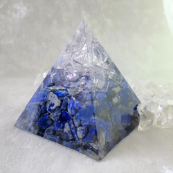 【受注生産】ラピスラズリ×水晶  ピラミッドオルゴナイト 4枚目の画像
