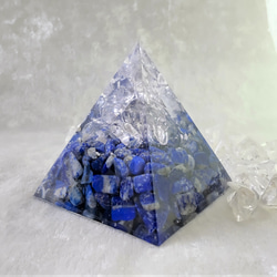 【受注生産】ラピスラズリ×水晶  ピラミッドオルゴナイト 2枚目の画像