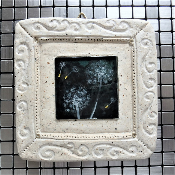 【たんぽぽ綿毛】GLASSmini絵画　壁飾り  額　綿毛　野の花 4枚目の画像