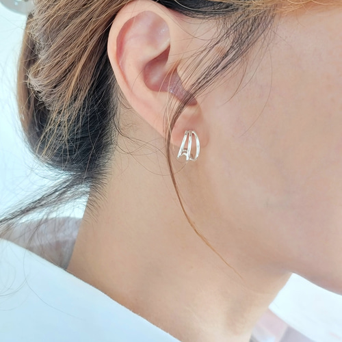 トリプル シルバー925 フープ ワンタッチ ピアス H1-10 ピアス（フープ