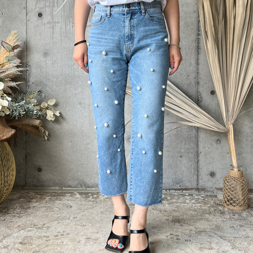 SALE 】30％OFFパールデニム（ホワイト） ロングパンツ