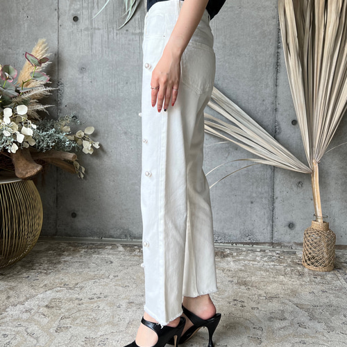 SALE 】30％OFFパールデニム（ホワイト） ロングパンツ