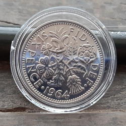 幸せのシックスペンス イギリス 2個セット ラッキー6ペンス 本物古銭英国コイン  コインカプセル付き 美品です 3枚目の画像