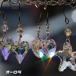 手作りピアス：ワイルドハート(SWAROVSKI)◆ハンドメイドピアス◆人気のカタチのハート 3枚目の画像