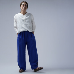 【wafu】Linen Pants 裾タック入 リネン ボールパンツ 男女兼用 / ウルトラマリン b013g-umn1 6枚目の画像