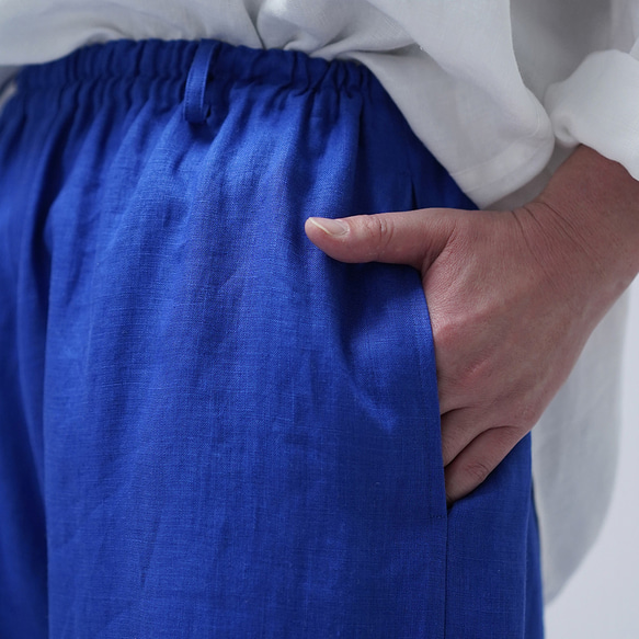 【wafu】Linen Pants 裾タック入 リネン ボールパンツ 男女兼用 / ウルトラマリン b013g-umn1 8枚目の画像