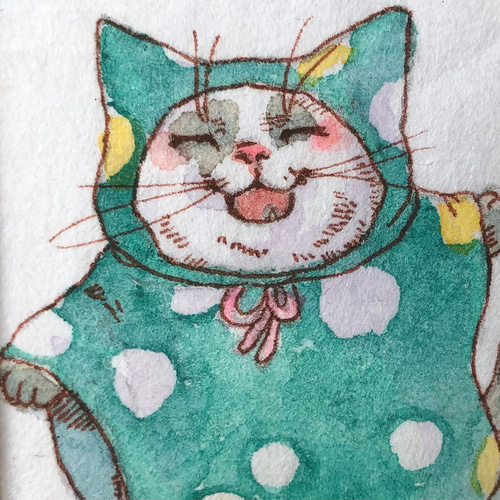 猫のちっちゃな原画 6月梅雨 04 イラスト クワハラシホコ 通販