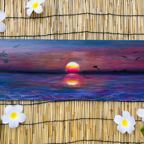 送料無料】ピンクと紫の寝室に飾りたい海の絵 絵画 K-asian-art 通販