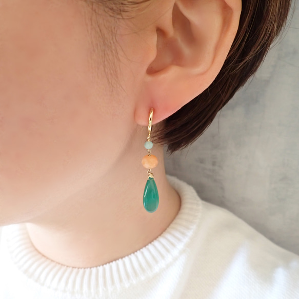 Tropical EarringⅠ Green Onyx E59 1枚目の画像