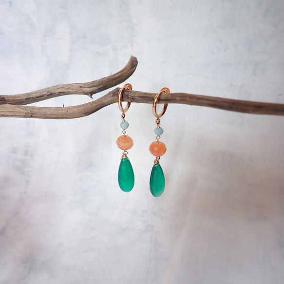 Tropical EarringⅠ Green Onyx E59 4枚目の画像