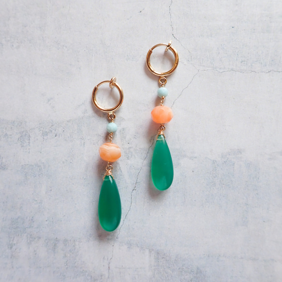 Tropical EarringⅠ Green Onyx E59 5枚目の画像