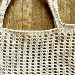 ✥たこ糸で編んだ✥ 透かし編みネットバッグ 3枚目の画像