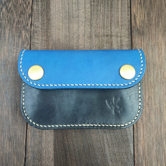 国産ヌメ革 ミニトラッカーウォレット 【ブルー】 その他ミニ財布