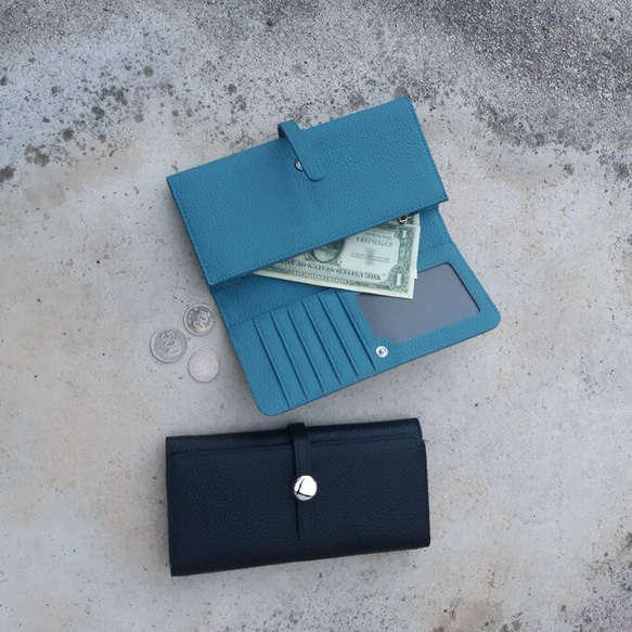 【本革】シルバーカラーのベルト風デザイン長財布／ギフト プレゼント コンパクト お財布　GWMC-MA033 5枚目の画像