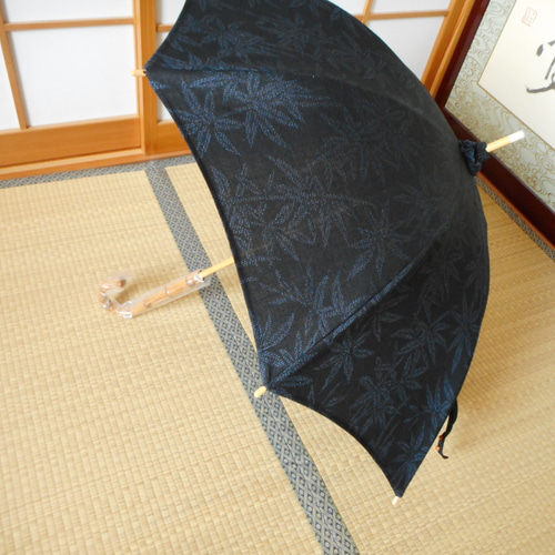 結城紬日傘 真綿結城紬の反物で日傘（傘袋付き 傘・日傘 MICHI 通販