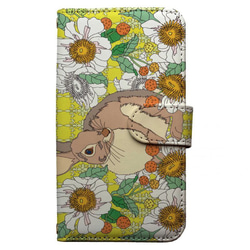 1120C008[Seri's illustration]Rabbit peony スマホケース 全機種対応 手帳型 フ 2枚目の画像