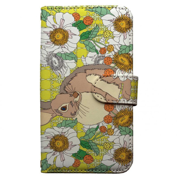 1120C008[Seri's illustration]Rabbit peony スマホケース 全機種対応 手帳型 フ 2枚目の画像