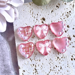 glass heart 3way pink ribbon Earrings 8枚目の画像