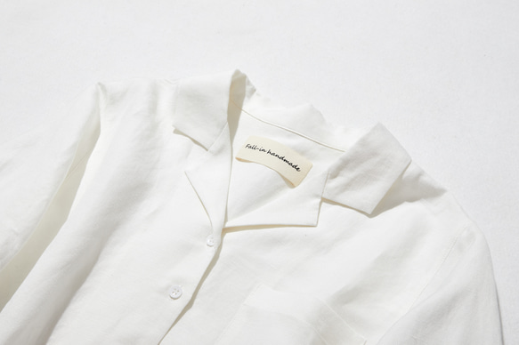 我想讓你每天都穿著這件舒適的單品 棉麻開領襯衫 白色 220511-1 第3張的照片