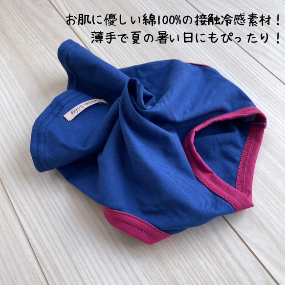 新色5色追加 日本製 コットン100 接触冷感素材のバイカラー　わんちゃん服 2枚目の画像