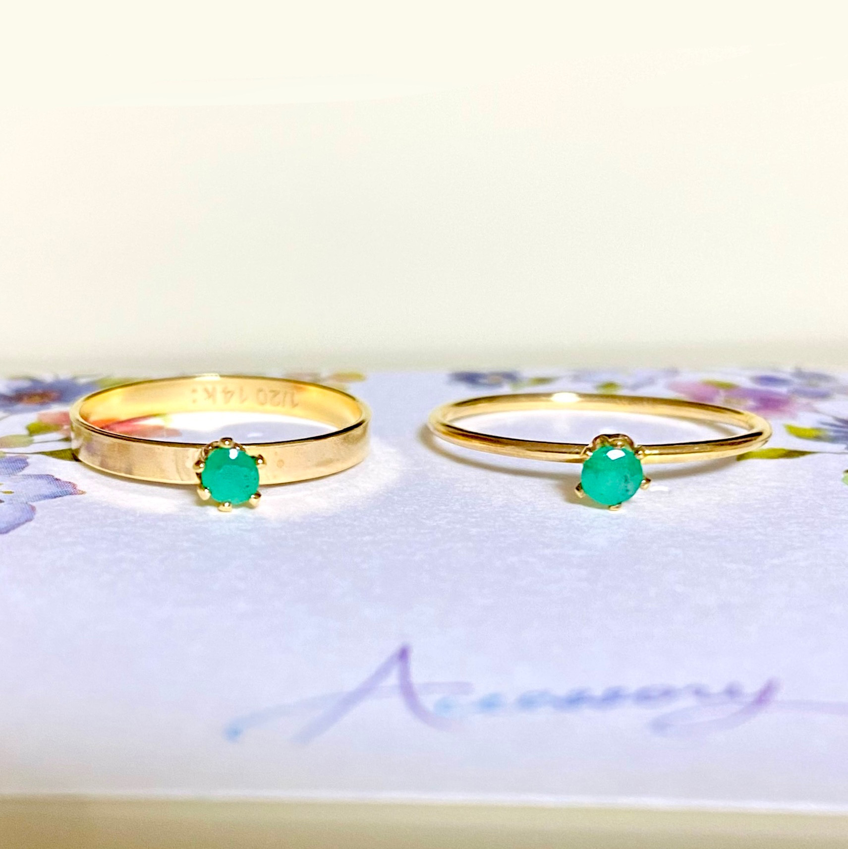 天然エメラルド14kgfリング　ラウンドファセットカット　天然石　天然ベリル 4,680円