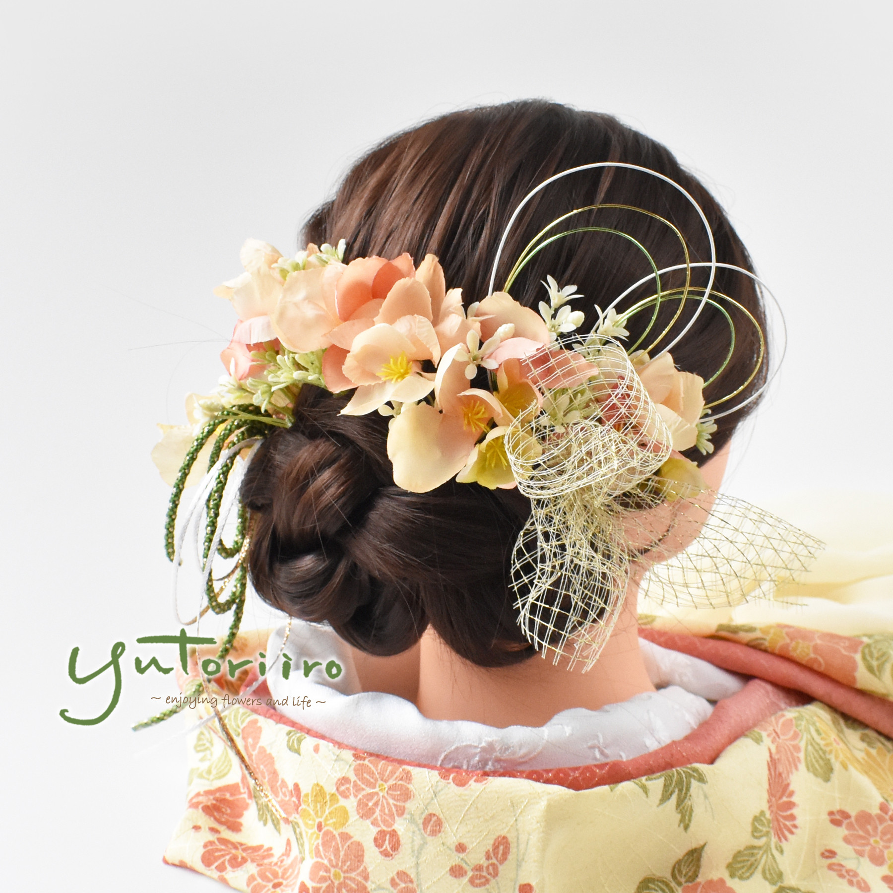 アップルフラワーの髪飾り 水引