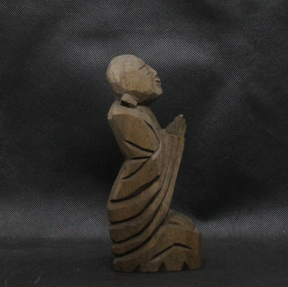 仏像 円空仏 木彫 善財童子（16cm 着色 jk2914） 7枚目の画像