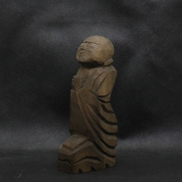 仏像 円空仏 木彫 善財童子（16cm 着色 jk2914） 3枚目の画像