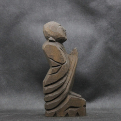 仏像 円空仏 木彫 善財童子（16cm 着色 jk3131） 5枚目の画像