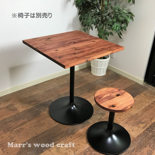 国産杉の無垢材カフェテーブル 60x60cm ウレタンクリアー塗装