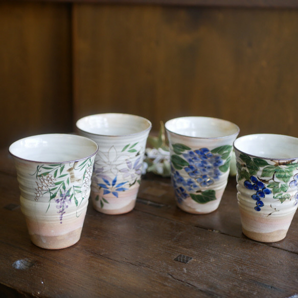 京焼・清水焼　色絵　フリーカップ（紫陽花）再出品 8枚目の画像
