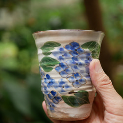 京焼・清水焼　色絵　フリーカップ（紫陽花）再出品 2枚目の画像